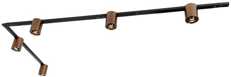 QAZQA 1-fase railsysteem met 5 spots donkerbrons en zwart Rondoo Up