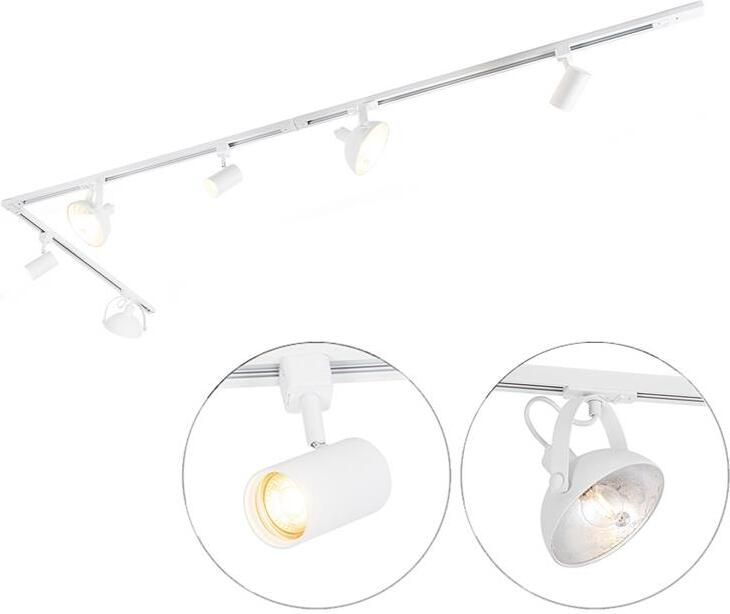 QAZQA 1-fase railsysteem met 6 spots wit verstelbaar Magnax Jeana