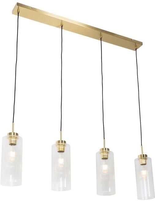 QAZQA Art Deco hanglamp goud met glas 4-lichts Laura
