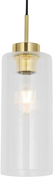 QAZQA Art Deco hanglamp goud met glas Laura