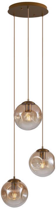 QAZQA Art deco hanglamp messing met amber glas 3-lichts Douglass