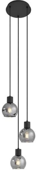 QAZQA Art Deco hanglamp zwart met smoke glas rond 3-lichts Vidro