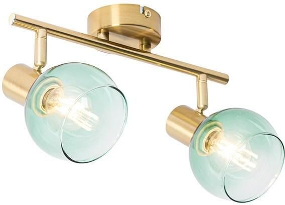 QAZQA Art Deco spot goud met groen glas 2-lichts Vidro
