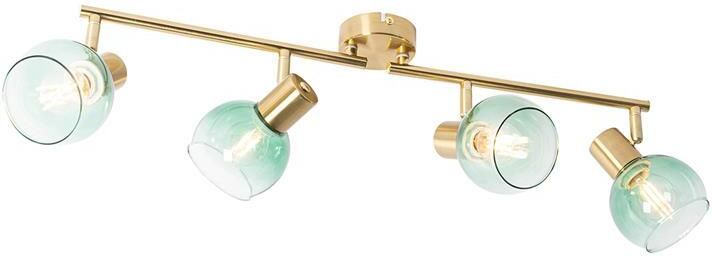 QAZQA Art Deco spot goud met groen glas 4-lichts Vidro