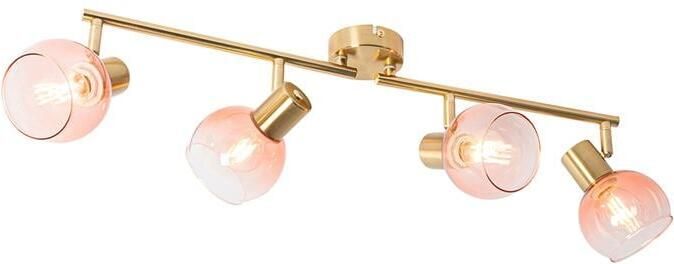QAZQA Art Deco spot goud met roze glas 4-lichts Vidro
