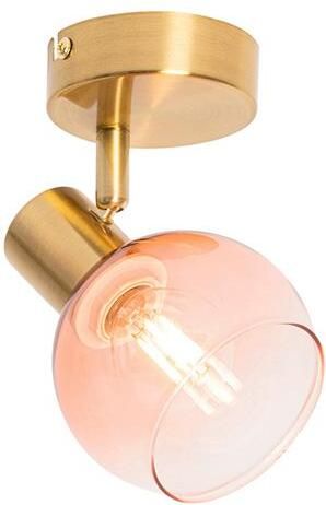 QAZQA Art Deco spot goud met roze glas Vidro