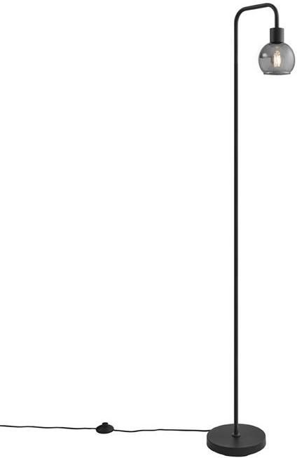 QAZQA Art Deco vloerlamp zwart met smoke glas Vidro