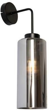 QAZQA Art Deco wandlamp zwart met smoke glas Laura