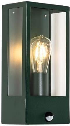 QAZQA Buiten wandlamp donker groen met bewegingsmelder IP44
