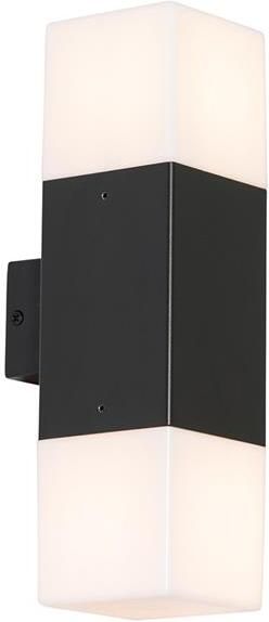 QAZQA Buiten wandlamp zwart met opale kap 2-lichts IP44 Denmark