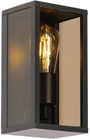 QAZQA Buiten wandlamp zwart met smoke glas 26 cm IP44 Charlois