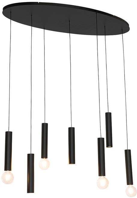 QAZQA Design hanglamp zwart ovaal 7-lichts Tuba