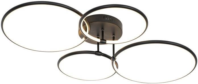 QAZQA Design plafondlamp zwart incl. LED 3-staps dimbaar 4-lichts