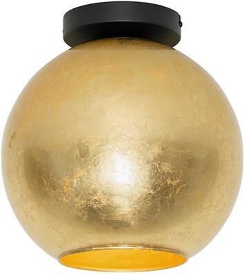 QAZQA Design plafondlamp zwart met goud glas Bert