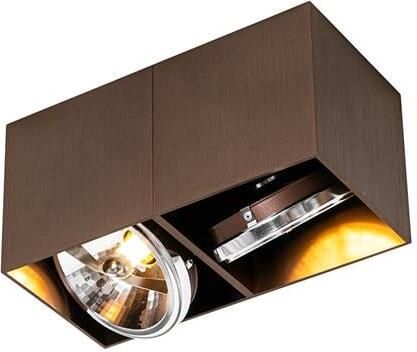 QAZQA Design spot donkerbrons rechthoekig 2-lichts draai en