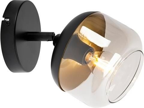 QAZQA Design spot zwart met goud en smoke glas Kyan