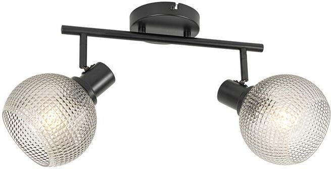 QAZQA Design spot zwart met smoke glas 2-lichts Chico