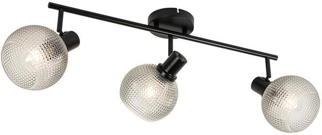 QAZQA Design spot zwart met smoke glas 3-lichts Chico