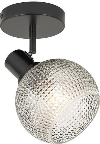 QAZQA Design spot zwart met smoke glas Chico