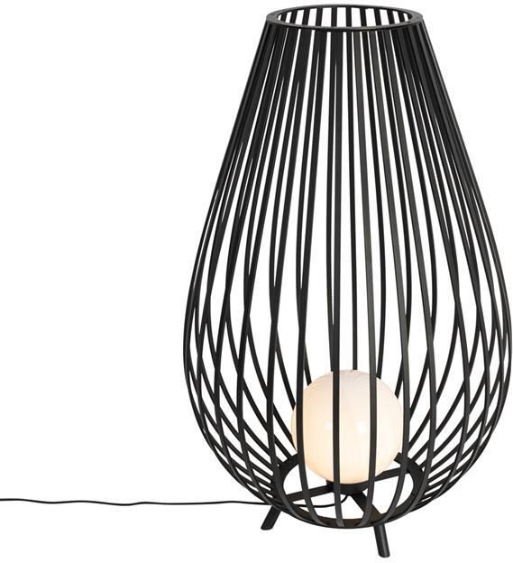 QAZQA Design vloerlamp zwart met opaal 110 cm IP44 Angela