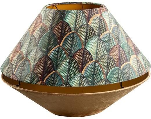 QAZQA Dubbele velours lampenkap blad dessin en beige met gouden