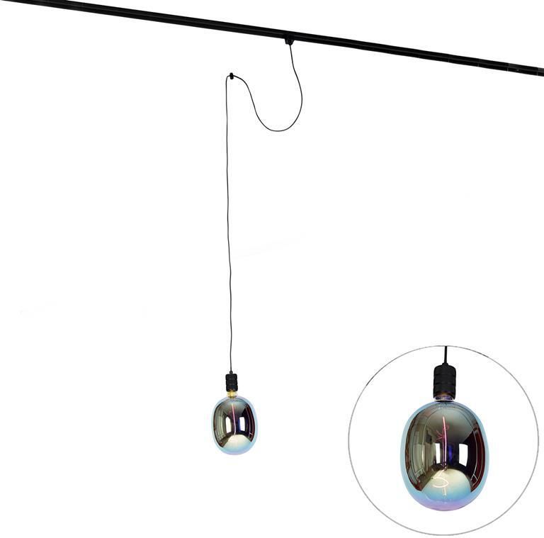 QAZQA Hanglamp met rail ophanging zwart incl. LED G170 Cavalux