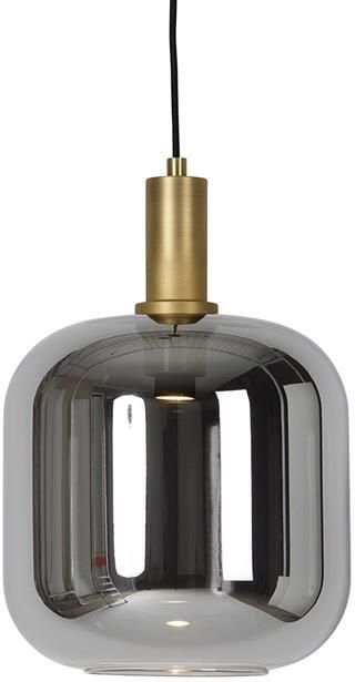 QAZQA Hanglamp zwart met goud en smoke glas incl. PUCC Zuzanna