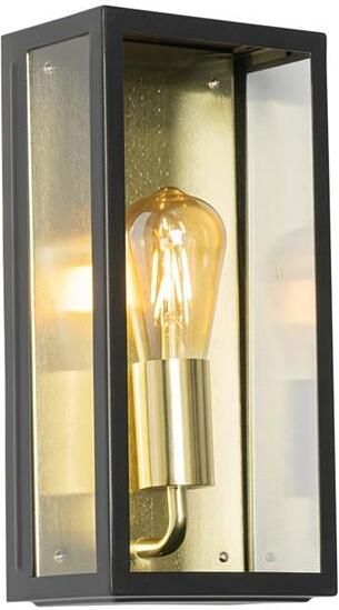 QAZQA Industriële buiten wandlamp zwart met goud IP44 Rotterdam