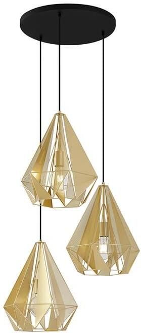 QAZQA Industriële hanglamp goud met mesh 3-lichts Carcass