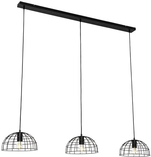 QAZQA Industriële hanglamp zwart 3-lichts Hanze