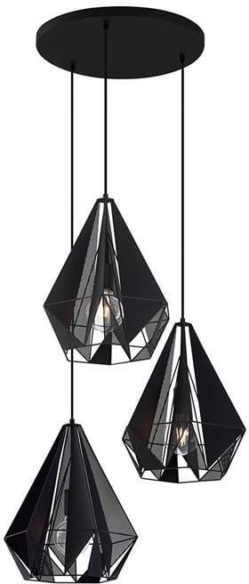 QAZQA Industriële hanglamp zwart met mesh 3-lichts Carcass