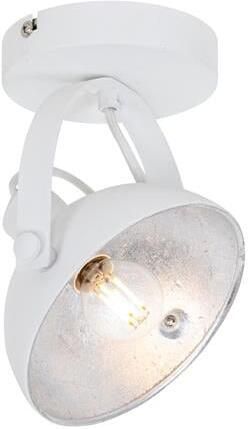 QAZQA Industriële plafondlamp wit met zilver 15 cm verstelbaar