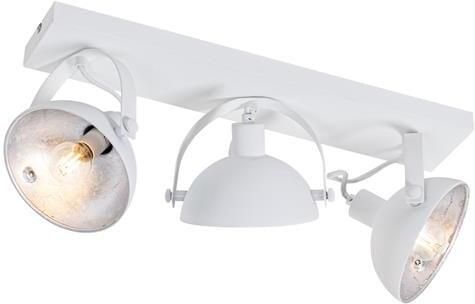 QAZQA Industriële plafondlamp wit met zilver 3-lichts verstelbaar