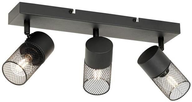 QAZQA Industriële plafondspot zwart 3-lichts verstelbaar Jim