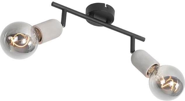 QAZQA Industriële spot zwart met beton 2-lichts Pedra