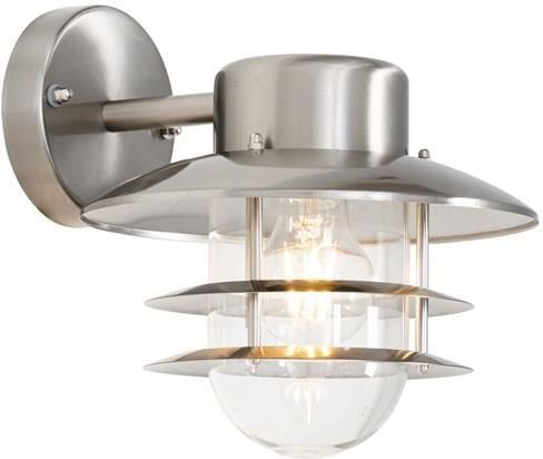QAZQA Industriële wandlamp staal IP44 Shell