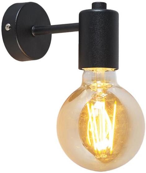 QAZQA Industriële wandlamp zwart 13cm Facil