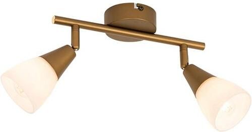 QAZQA Klassieke plafondspot goud met mat glas 2-lichts Madi