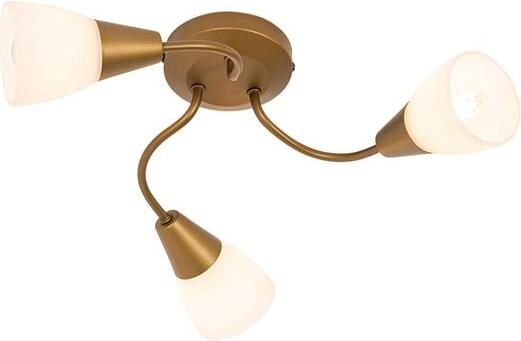 QAZQA Klassieke plafondspot goud met mat glas rond 3-lichts Madi