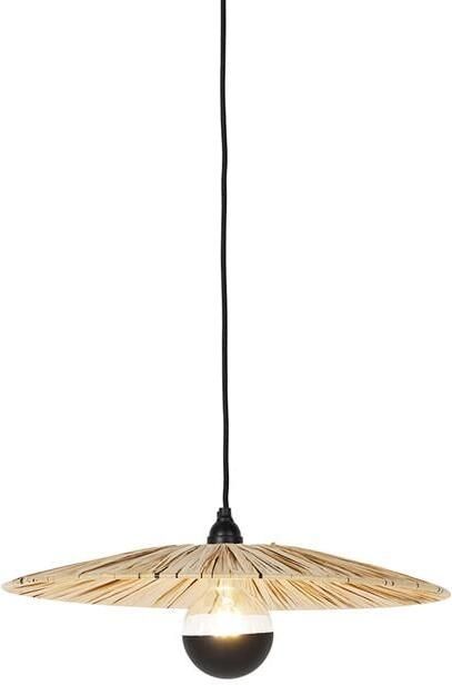 QAZQA Landelijke hanglamp zwart met touw 45 cm Leia