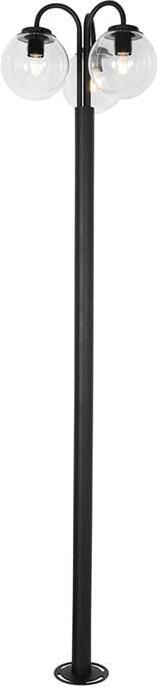 QAZQA Lantaarn zwart met helder glas 200 cm 3-lichts IP44 Sfera