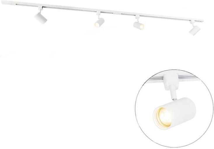 QAZQA Moderne 1-fase railsysteem met 4 spots wit Jeana