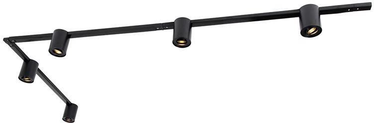 QAZQA Modern 1-fase railsysteem met 5 spots zwart Rondoo Up