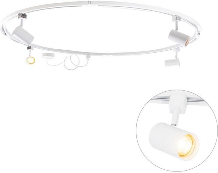 QAZQA Modern railsysteem met 4 spots wit 1-fase rond Iconic Jeana