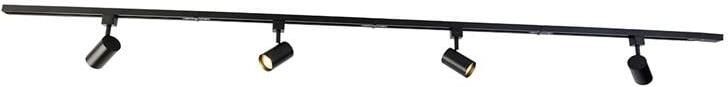 QAZQA Modern railsysteem met 4 spots zwart 1-fase Iconic Yade