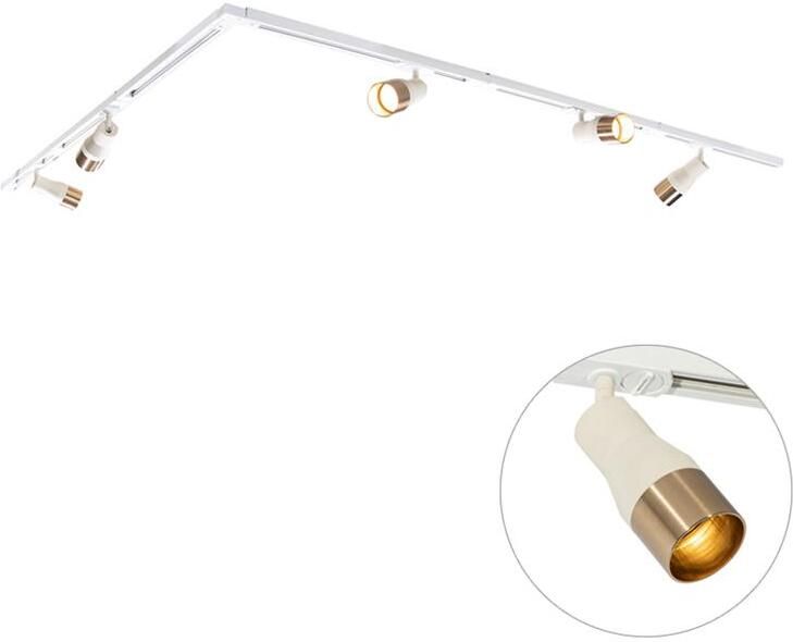 QAZQA Modern railsysteem met 5 spots beige met goud 1-fase Iconic
