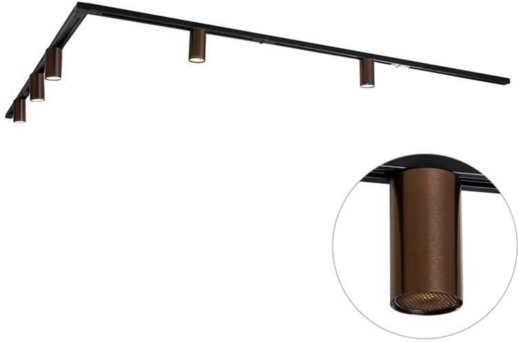 QAZQA Modern railsysteem met 5 spots donker brons 1-fase GU10 35mm