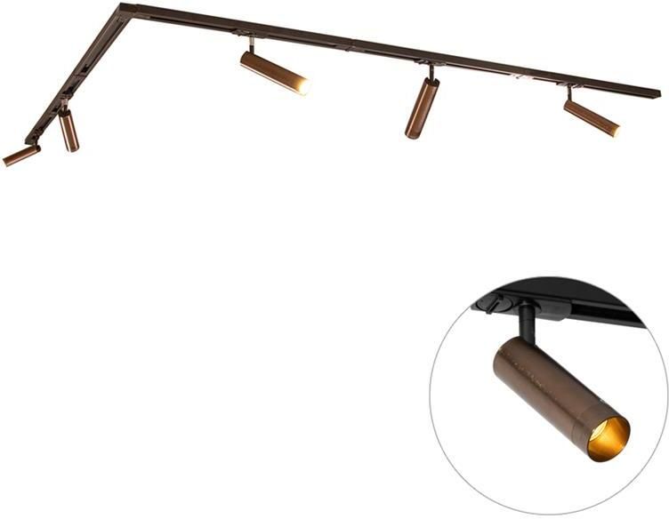 QAZQA Modern railsysteem met 5 spots donker brons 1-fase GU10 35mm