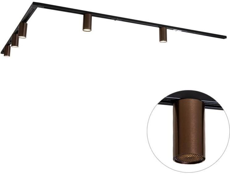 QAZQA Modern railsysteem met 5 spots donker brons 1-fase GU10 50mm