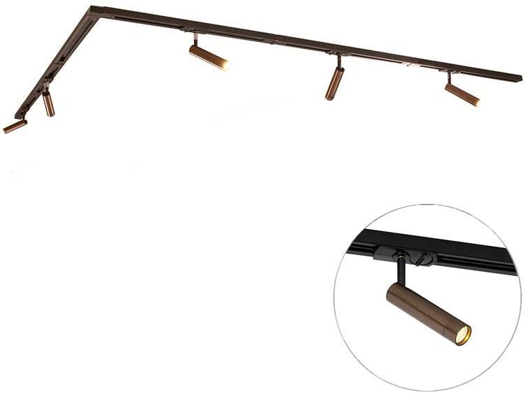 QAZQA Modern railsysteem met 5 spots donker brons 1-fase Iconic Ivy